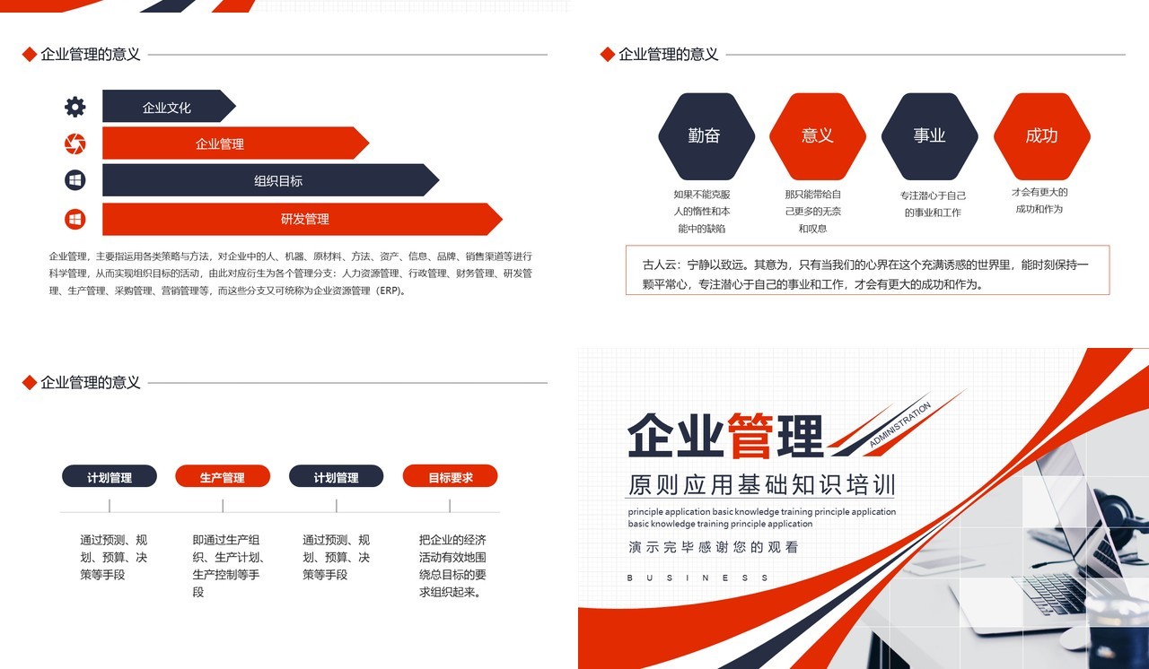 简约红色企业管理原则应用基础知识培训PPT模板
