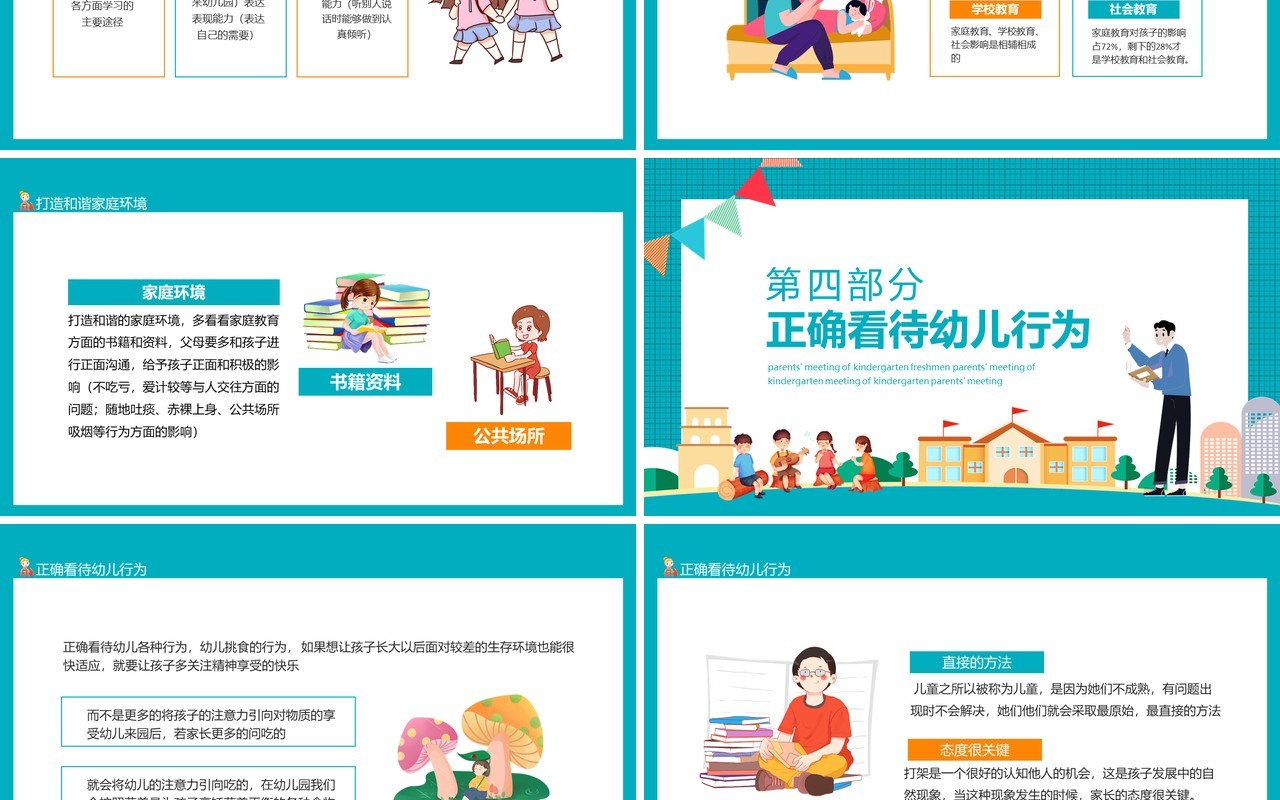 幼儿园新生家长会树立正确教育观念正确看待幼儿行为动态PPT模板