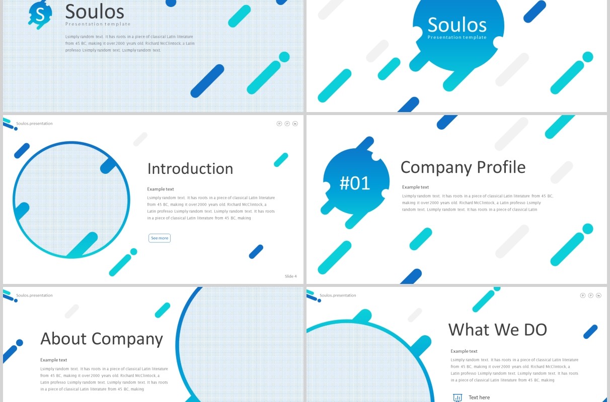 蓝色公司简介企业介绍PPT版式设计模板soulos powerpoint template
