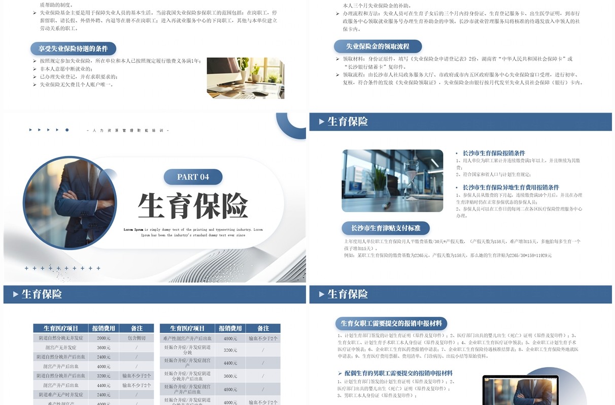 蓝灰色商务风社保知识宣传培训PPT模板