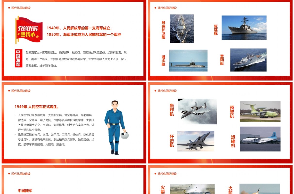 红色党政风心怀国防梦争做好少年PPT模板