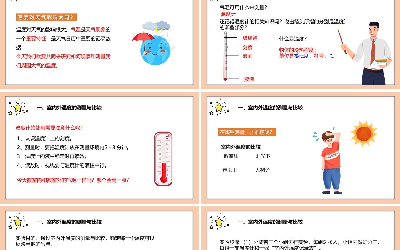 教科版四年级科学上册温度与气温课件PPT模板