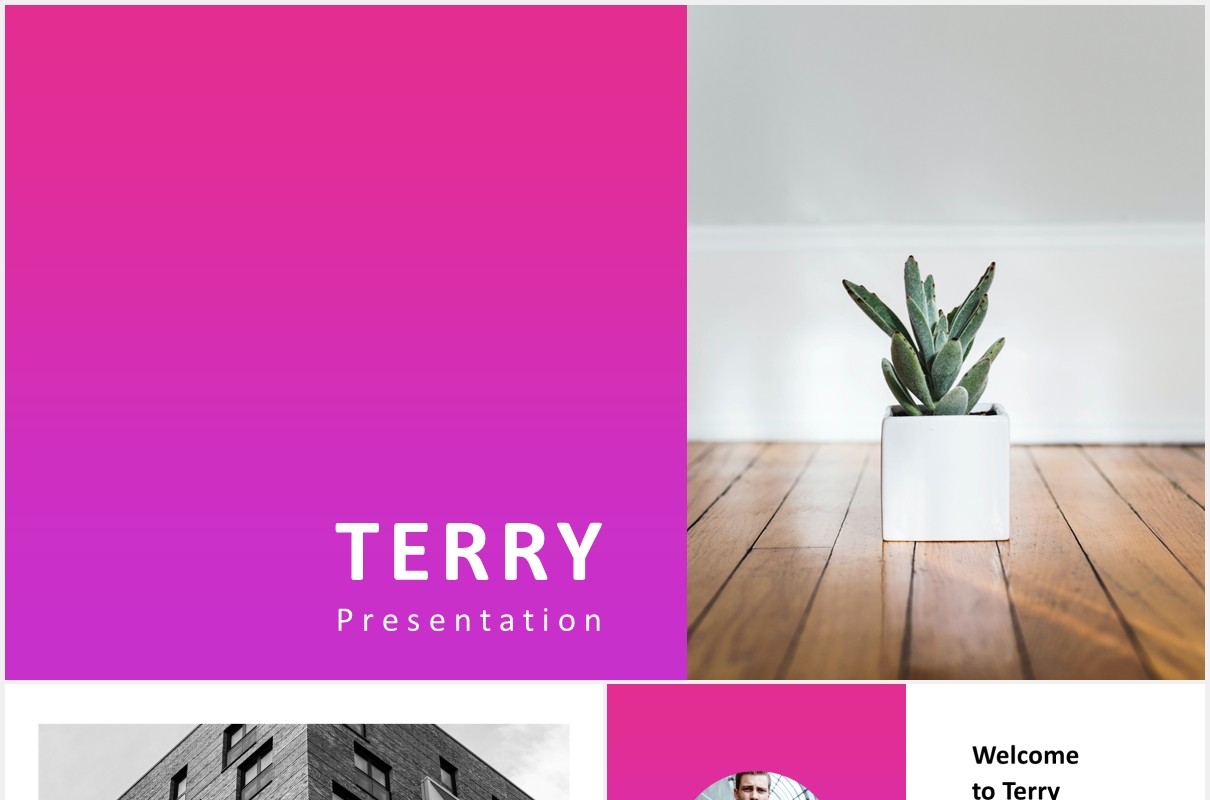 粉色渐变国外图片排版PPT信息图表模板powerpoint template