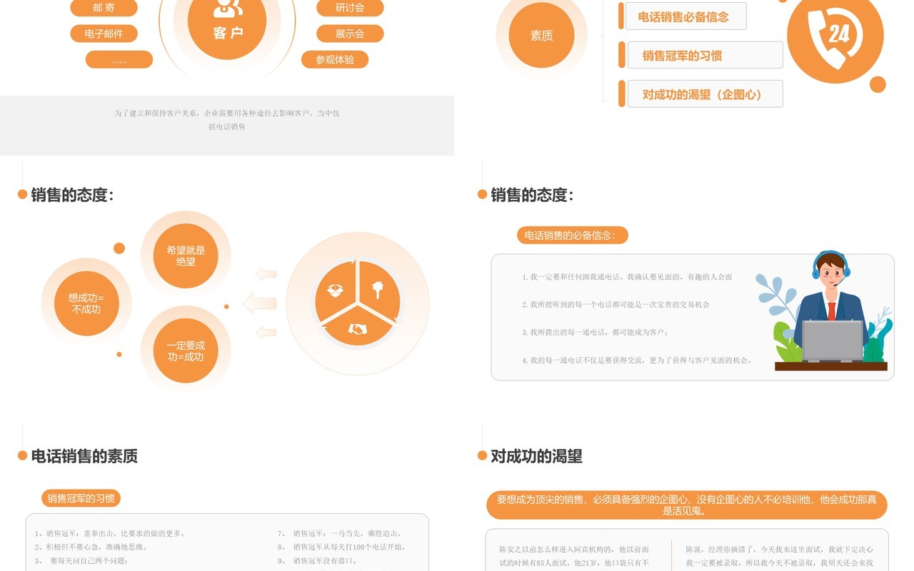 黄色简约电话销售学习培训PPT模板