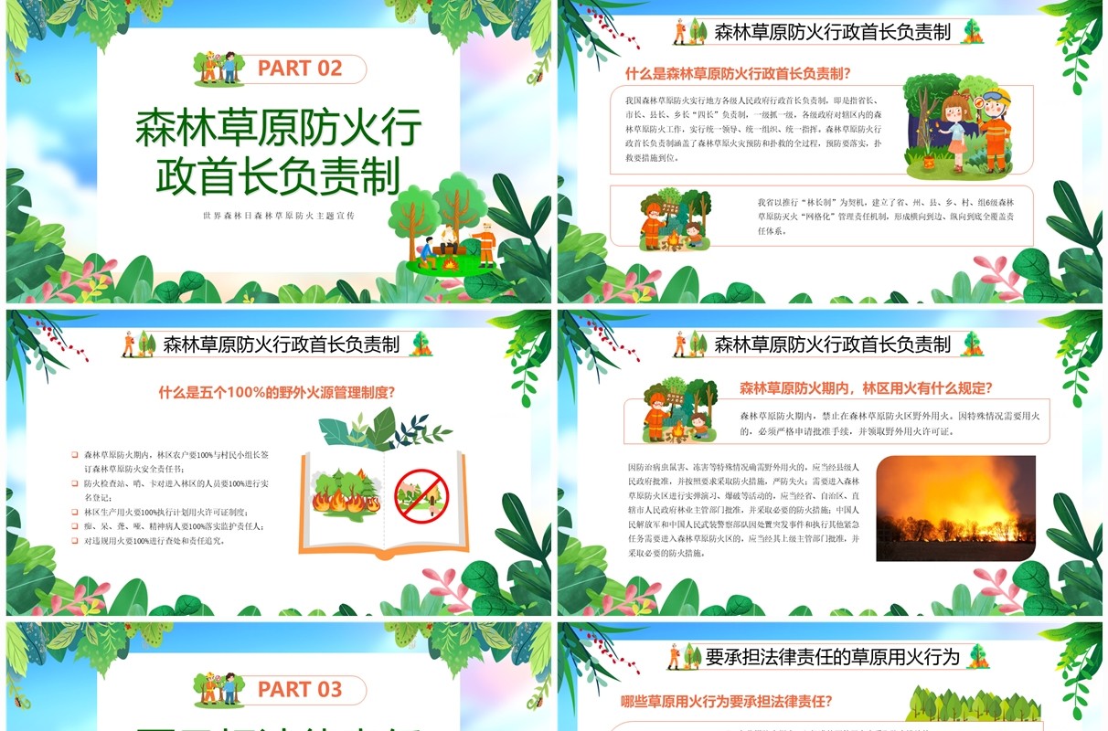绿色卡通风世界森林日主题宣传PPT模板