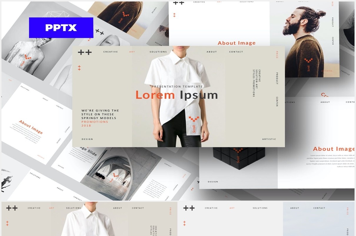 时尚简约形象设计展示PPT模板DOLOR - Powerpoint