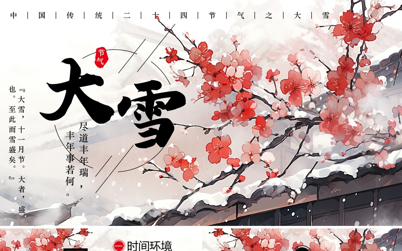 水墨中国风二十四节气大雪PPT模板