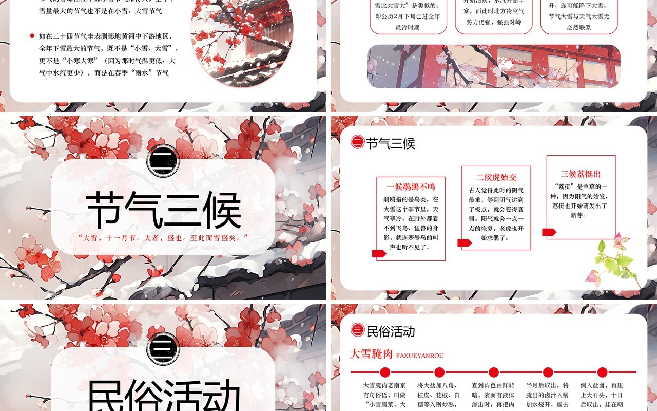 水墨中国风二十四节气大雪PPT模板