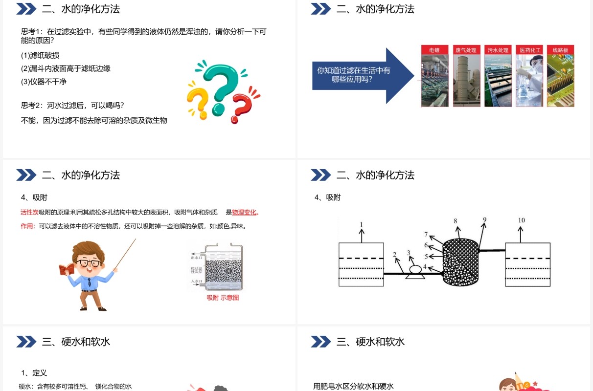 部编版九年级化学上册水的净化课件PPT模板