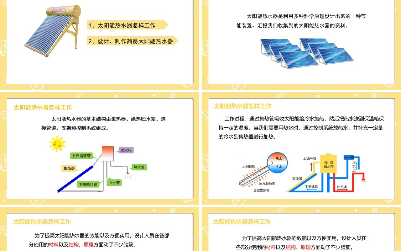部编版五年级科学上册做个太阳能热水器PPT模板