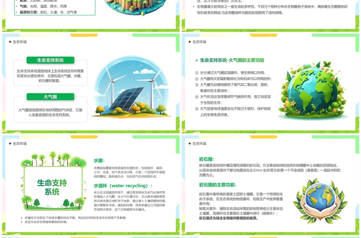 绿色卡通风生态环境保护PPT模板