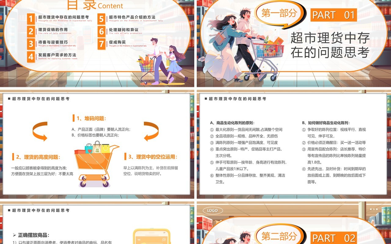 橙色卡通风超市产品促销方法与话术PPT模板