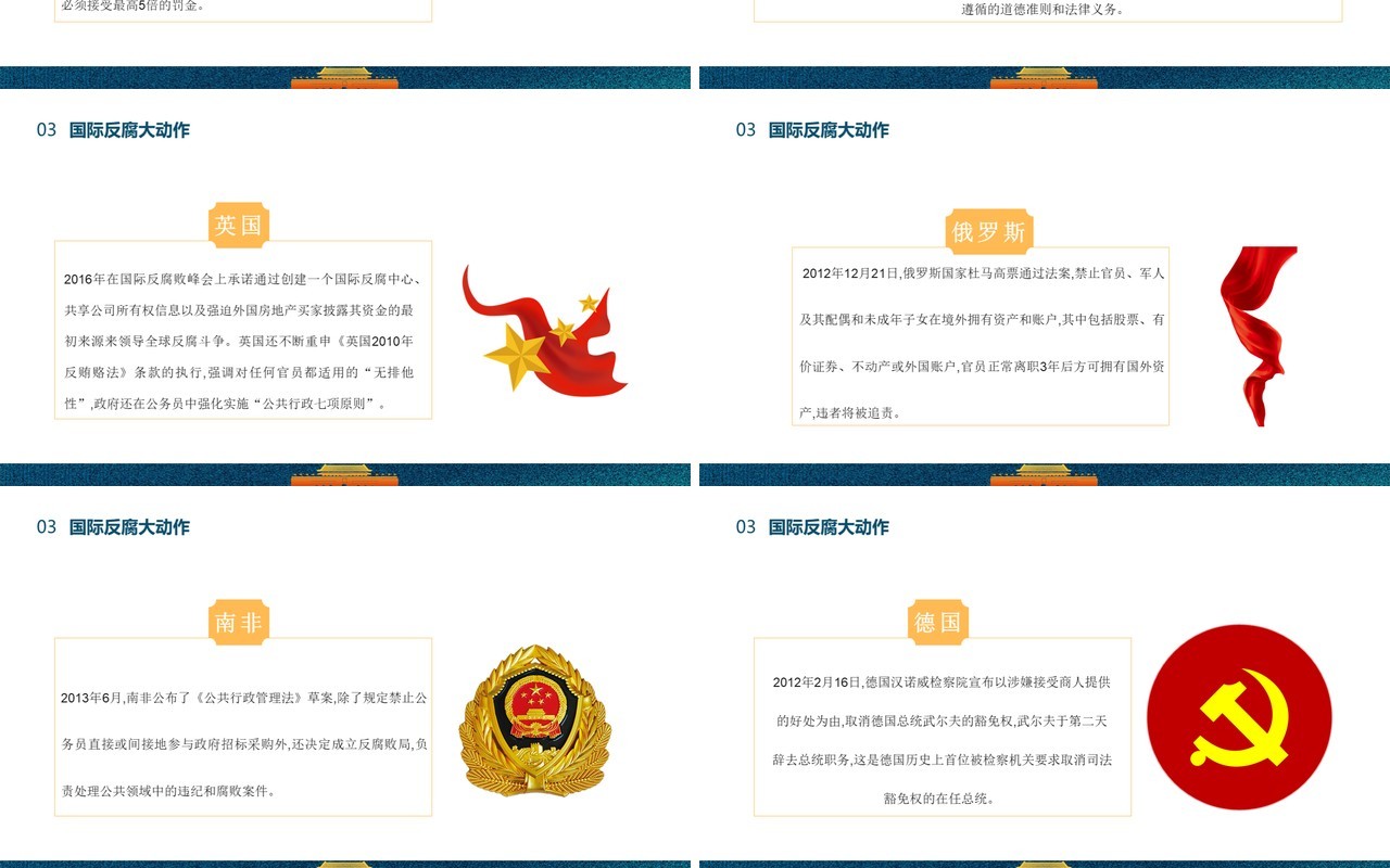 简约党政风国际反腐败日宣传介绍PPT模板