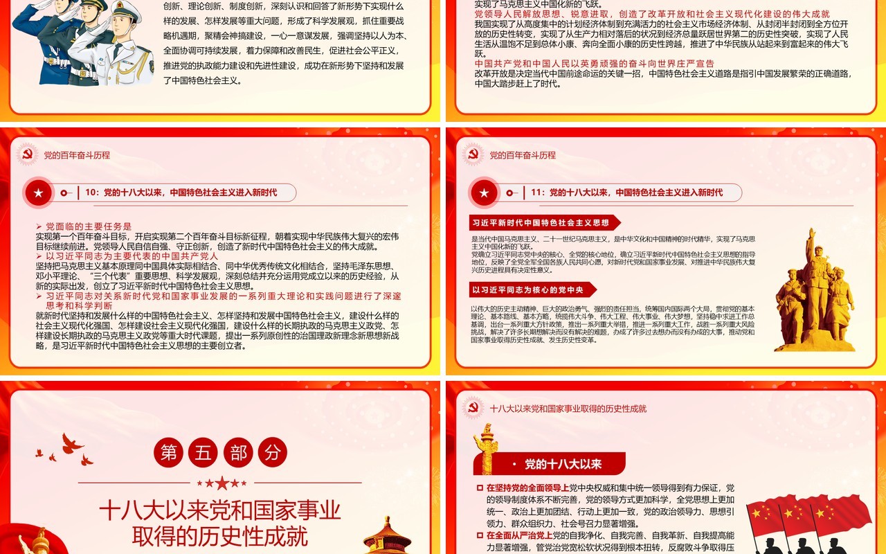 红色简约学习解读《公报》《决议》PPT模板
