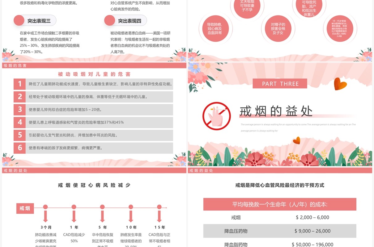 粉色清新风控烟知识培训PPT模板