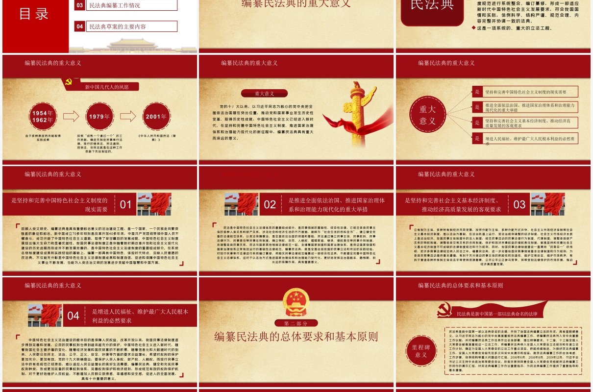 红色党建党课中华人民共和国民法典学习解读PPT模板