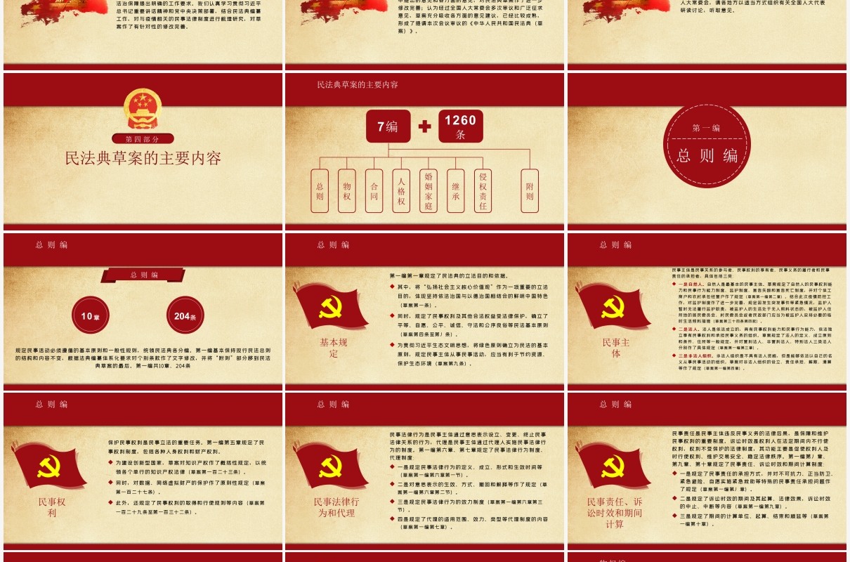 红色党建党课中华人民共和国民法典学习解读PPT模板