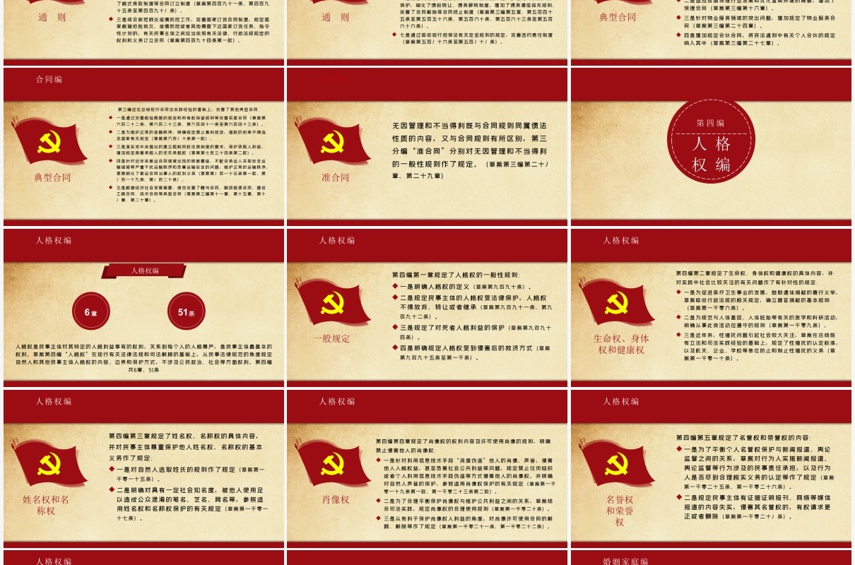 红色党建党课中华人民共和国民法典学习解读PPT模板