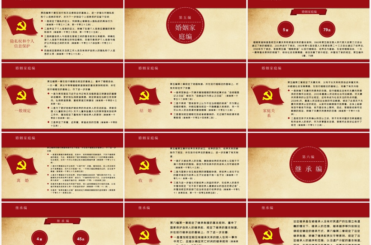 红色党建党课中华人民共和国民法典学习解读PPT模板