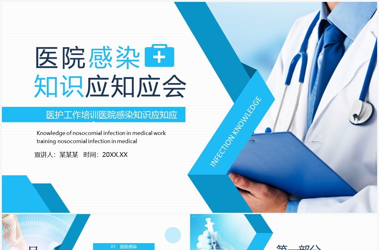 医护工作培训医院感染知识应知应会动态PPT模板
