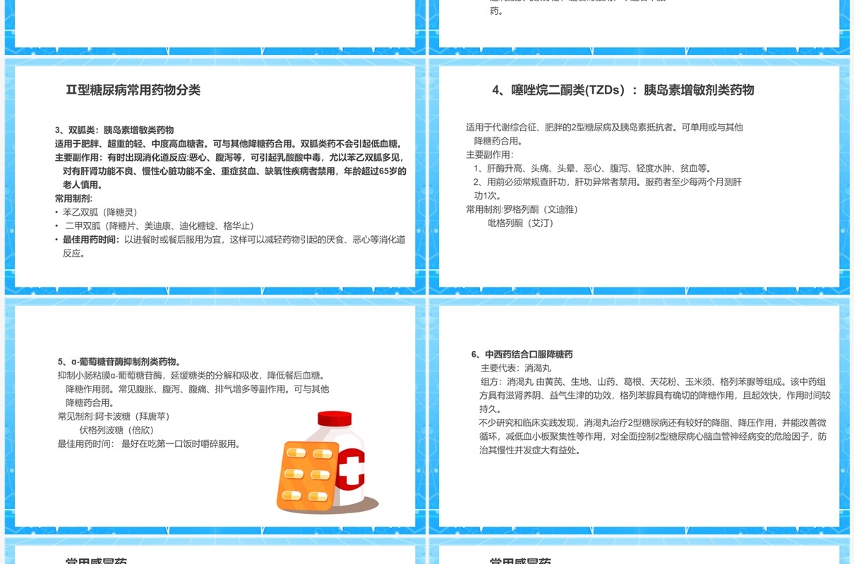 蓝色实用医药大全药店员工培训PPT模板