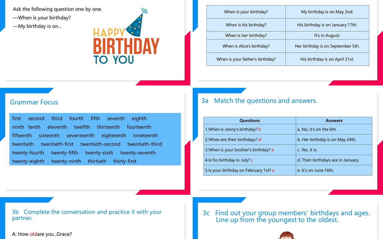 部编版七年级英语上册When is your birthday第二课时PPT模板