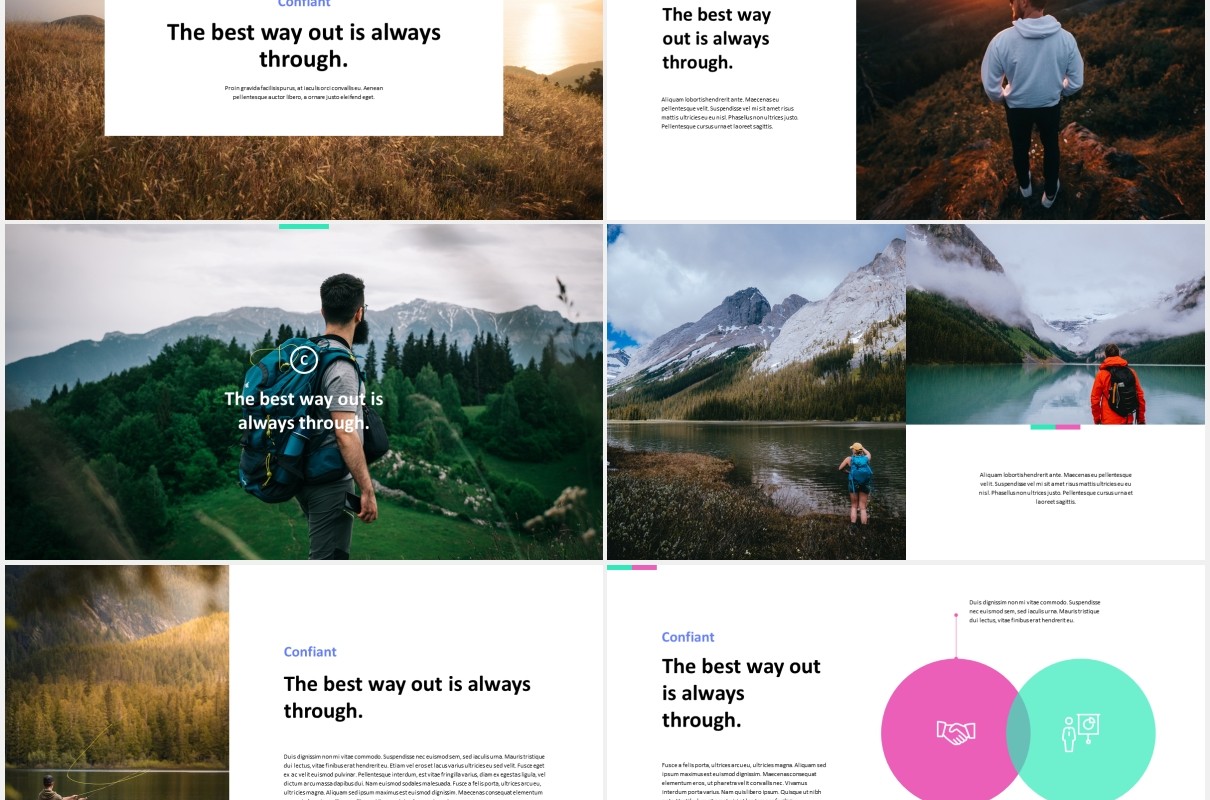 户外旅游展示宣传PPT模板confiant clean simple powerpoint template