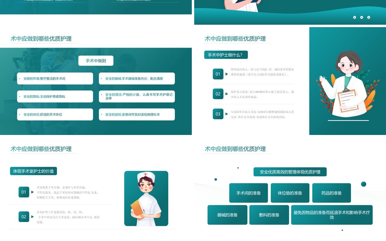 绿色简约风手术室优质护理介绍PPT模板