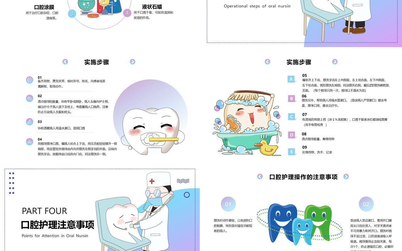 儿童卡通牙齿牙医口腔外科病人医疗护理健康PPT模板
