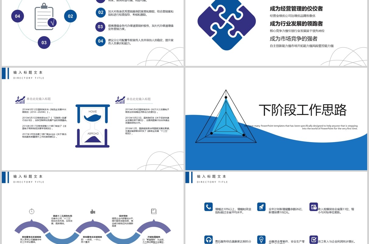 蓝色2.5D简约经营分析工作汇报PPT模板