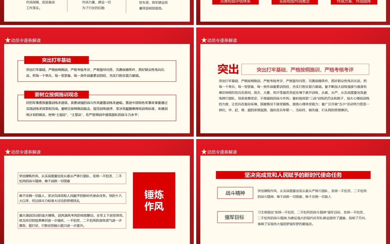 习总书记签署中央军委1号令向全军发布开训动员令动态PPT模板