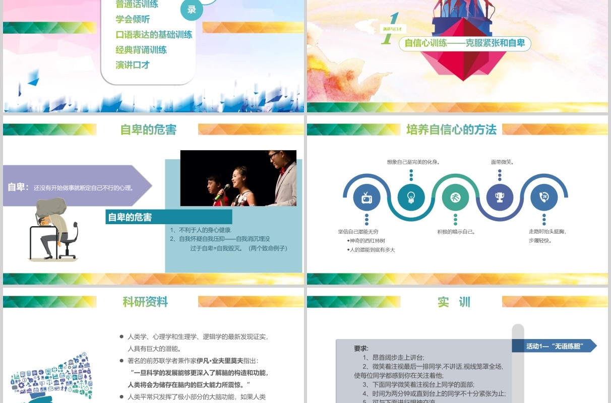 彩色演讲与口才讲师培训PPT模板