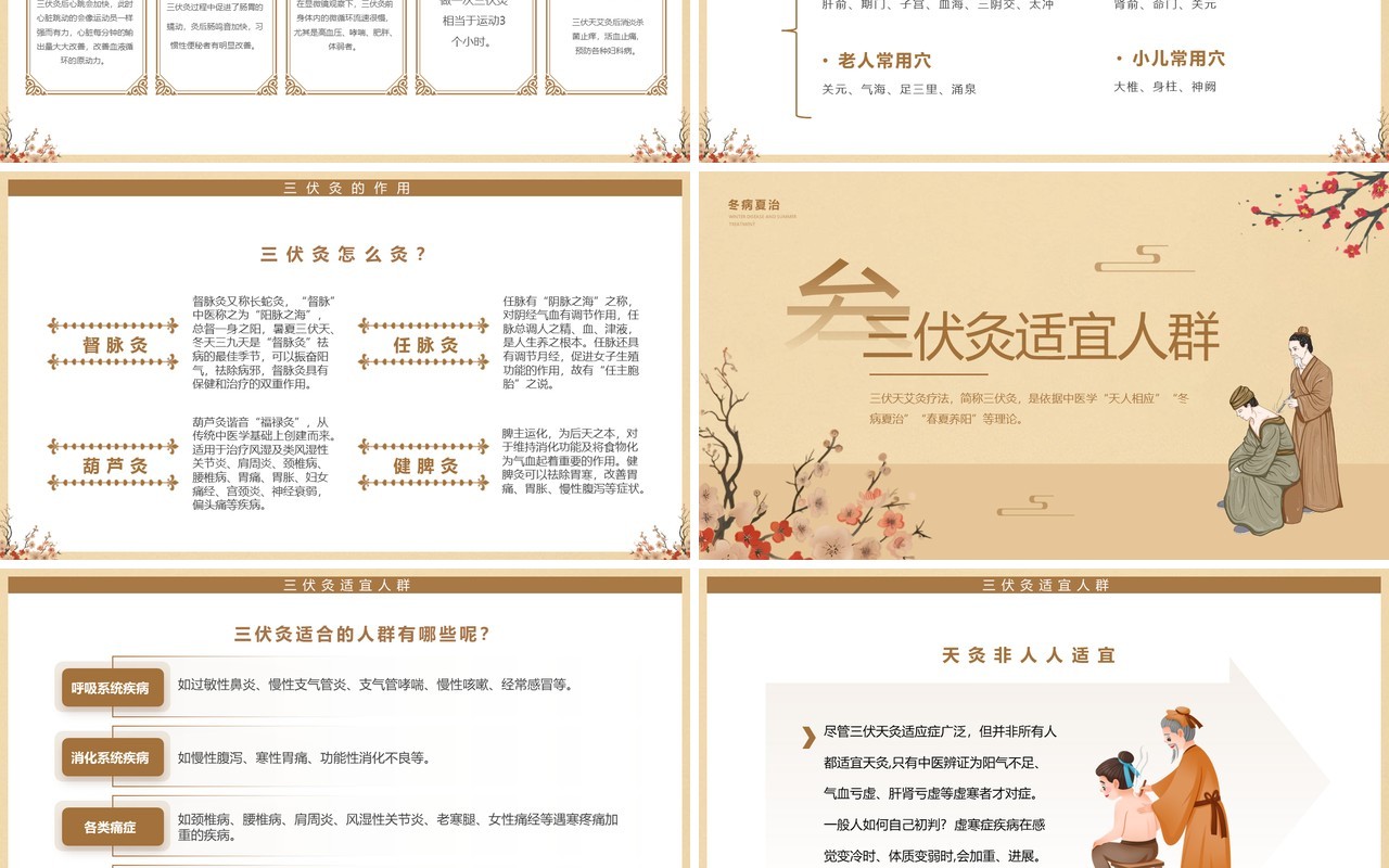 棕色中国风三伏灸知识科普PPT模板
