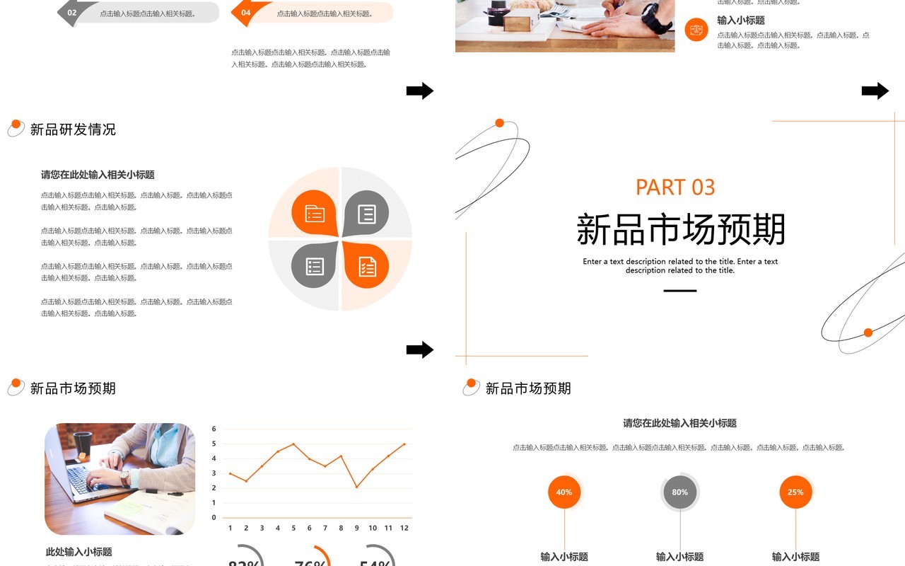 橙色简约风公司新品推广PPT通用模板