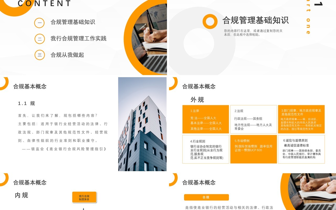 简洁银行员工培训合规内控管理知识PPT模板