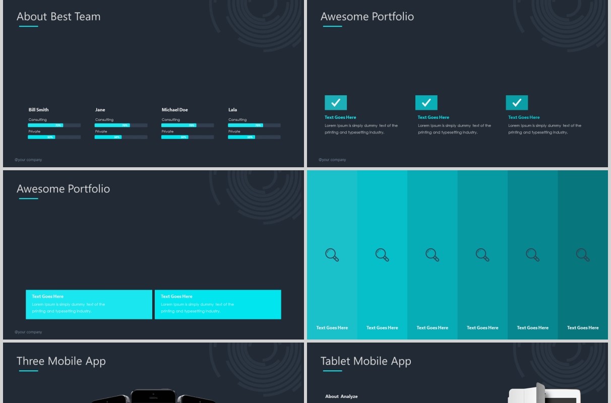 深色高端商务商业计划可视化图表PPT模板Spiral Powerpoint Template
