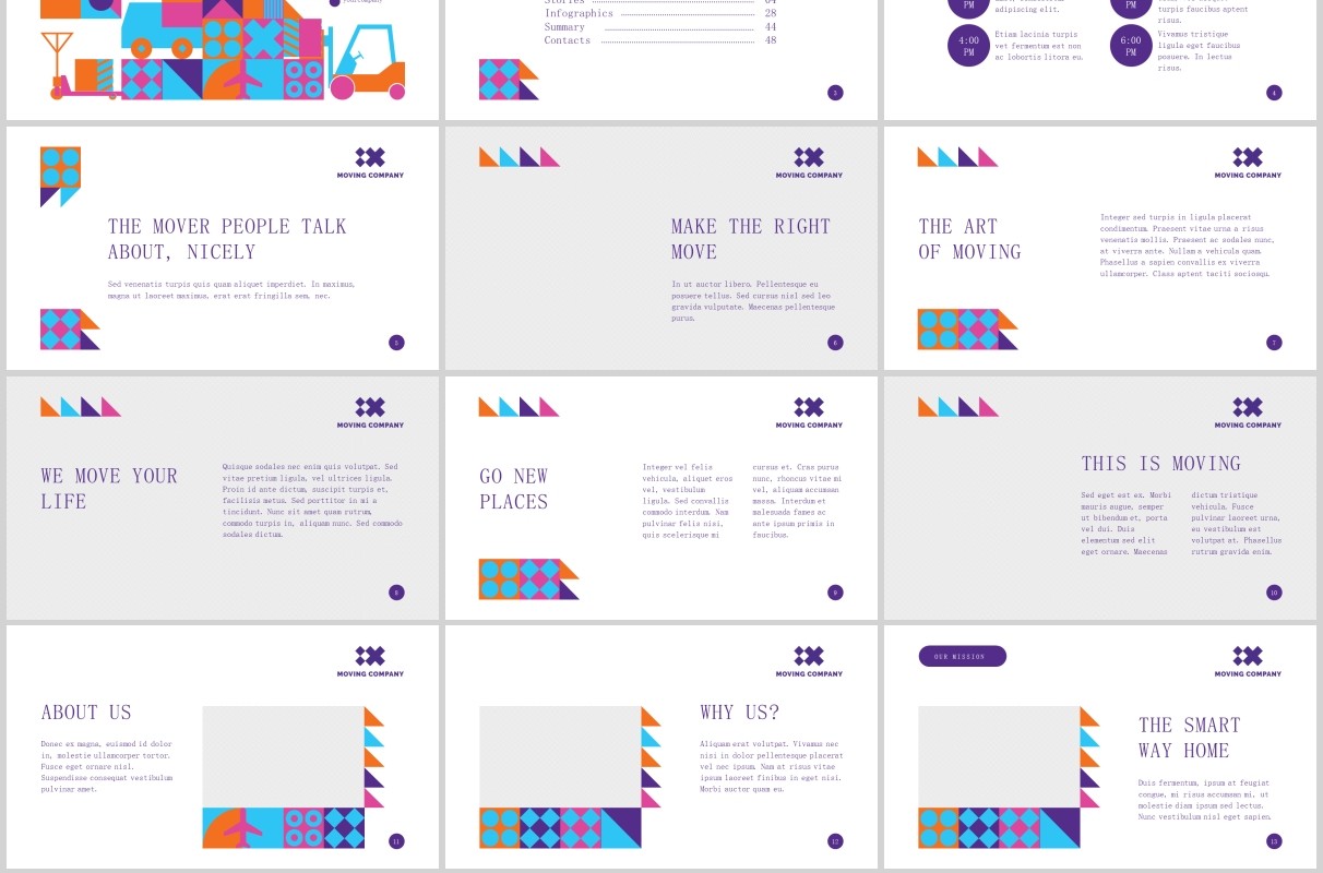 搬家公司宣传介绍PPT版式模板Moving Company PowerPoint Presentation Template