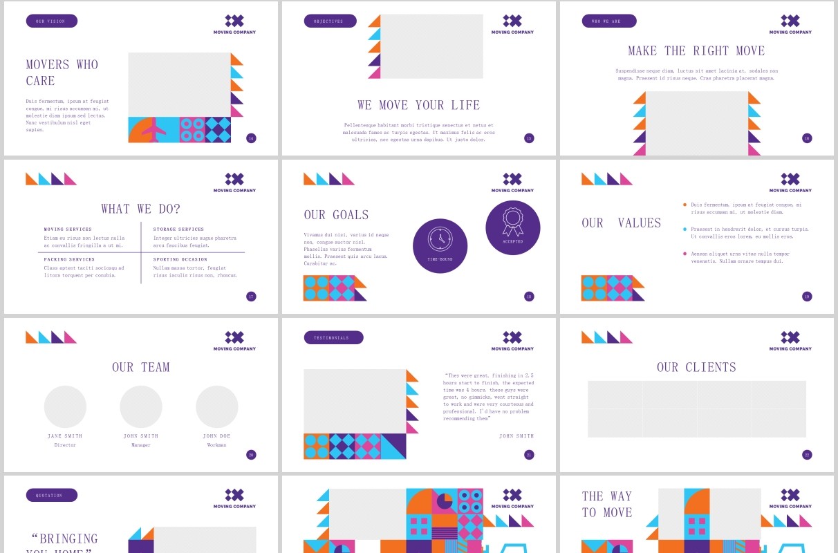 搬家公司宣传介绍PPT版式模板Moving Company PowerPoint Presentation Template