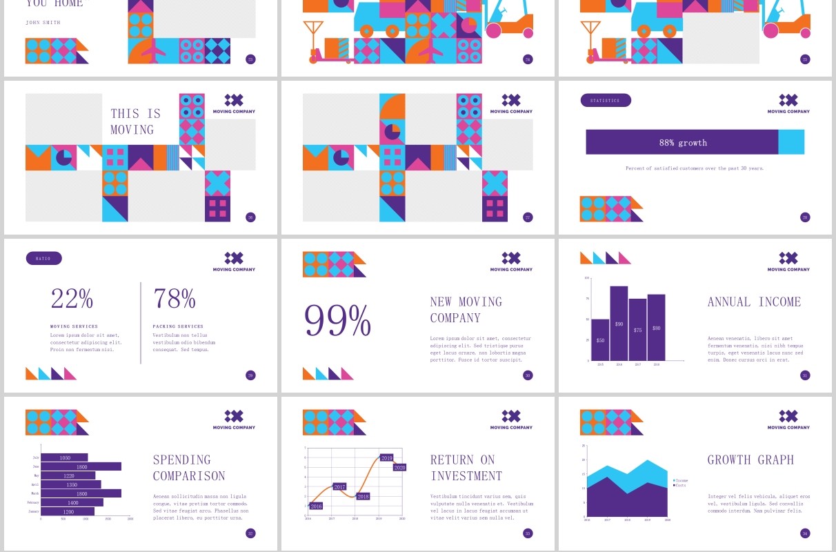 搬家公司宣传介绍PPT版式模板Moving Company PowerPoint Presentation Template