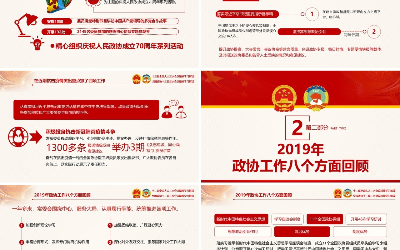 聚焦2020全国两会政协政府工作报告党建PPT模板