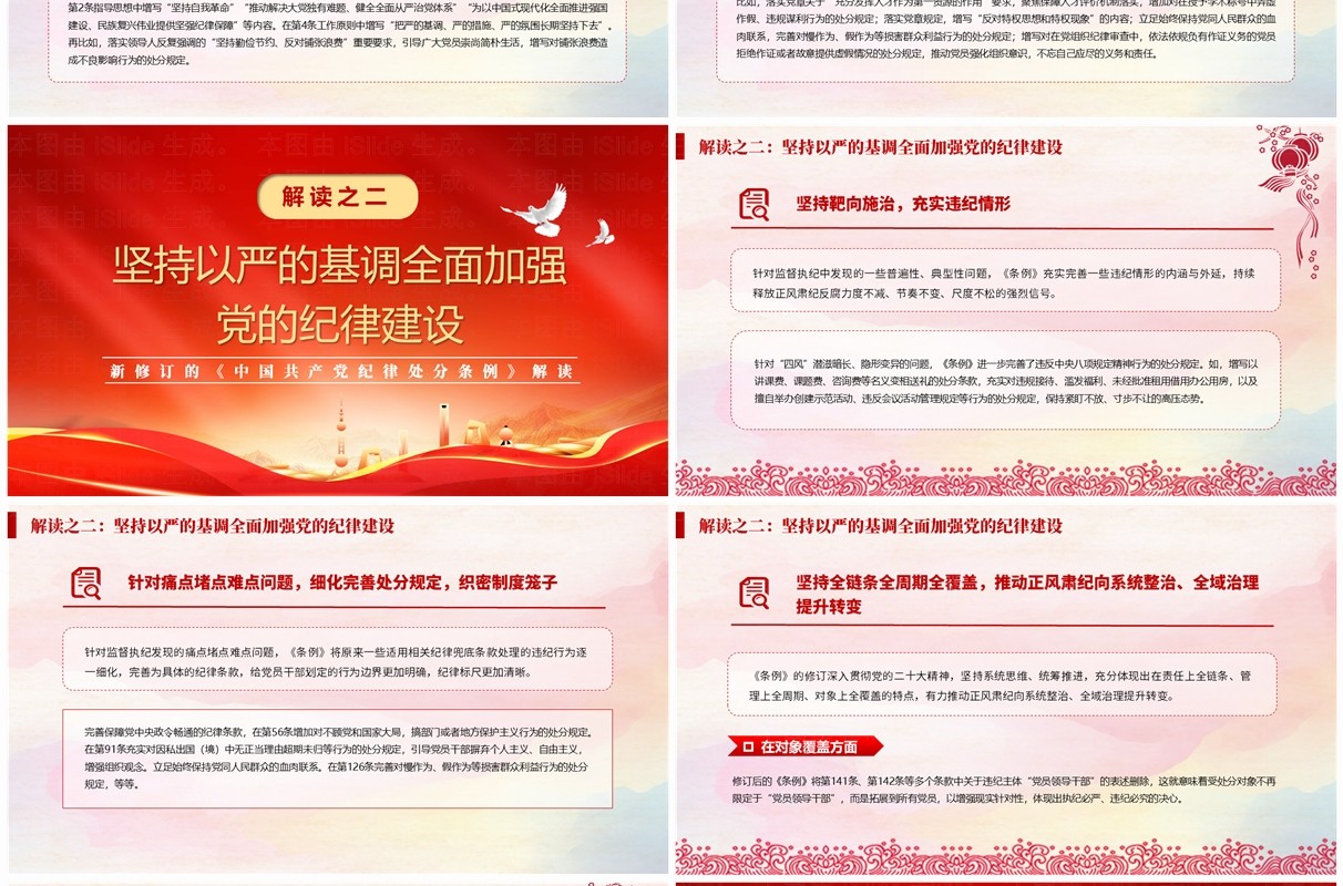 红色简约风以严明纪律推进自我革命PPT模板