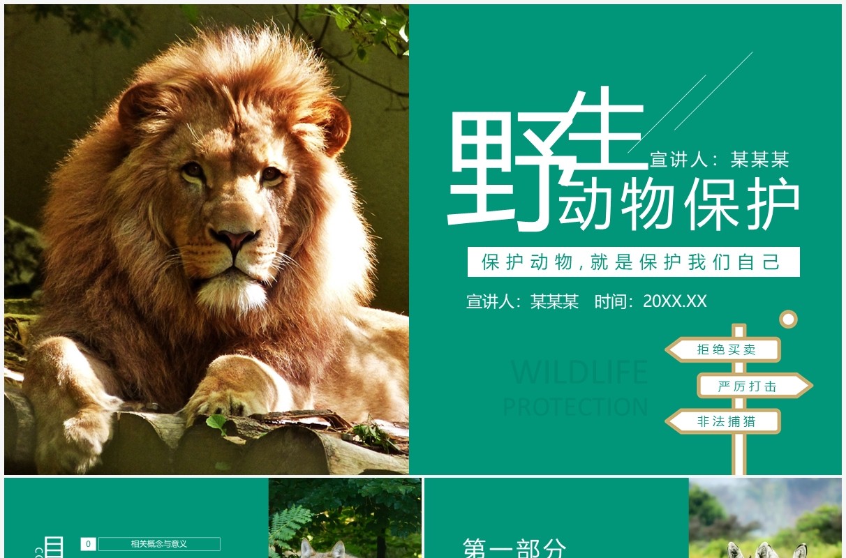 保护野生动物就是保护我们自己动态PPT模板