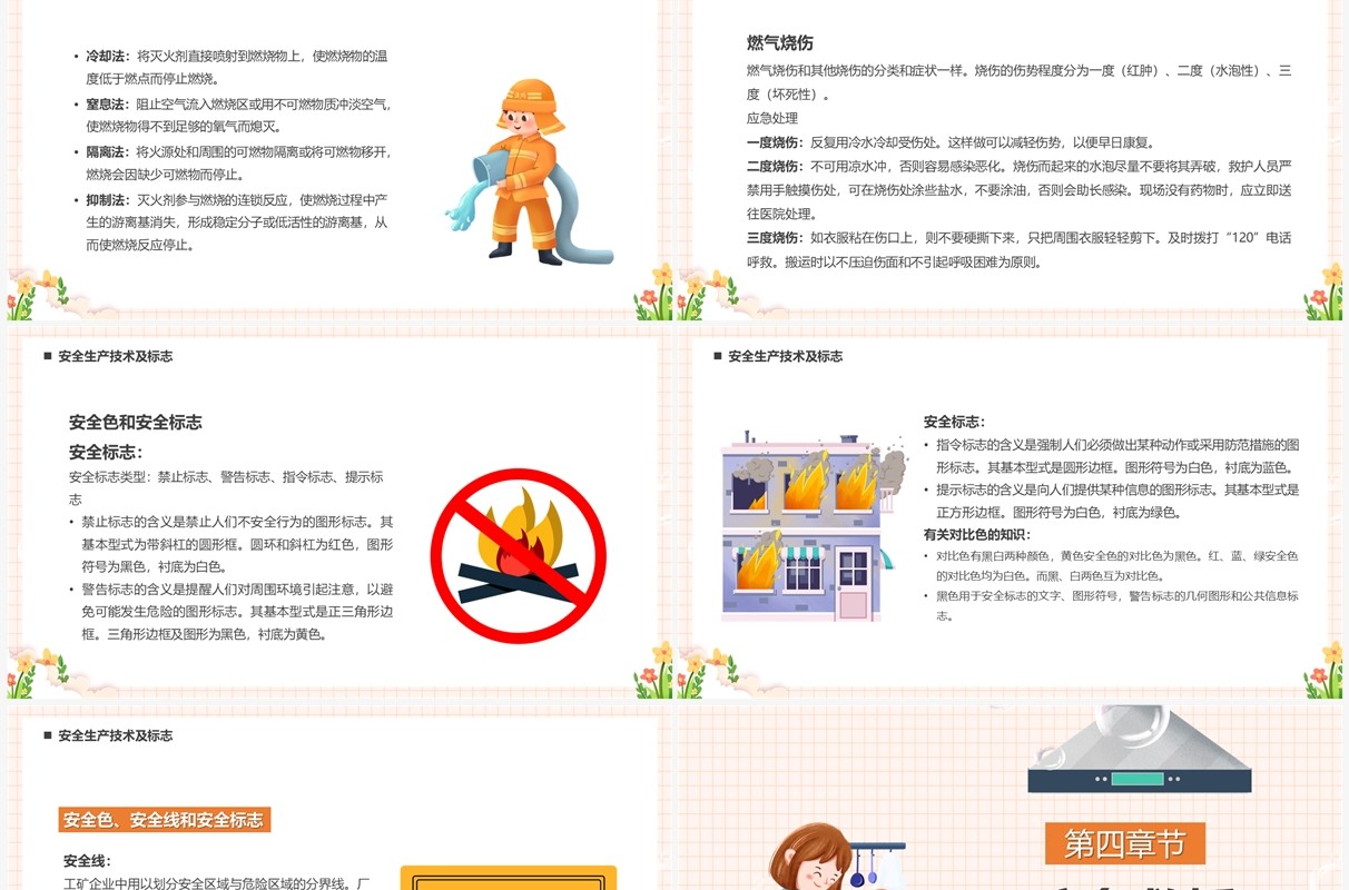 橙色卡通风燃气安全知识培训PPT模板