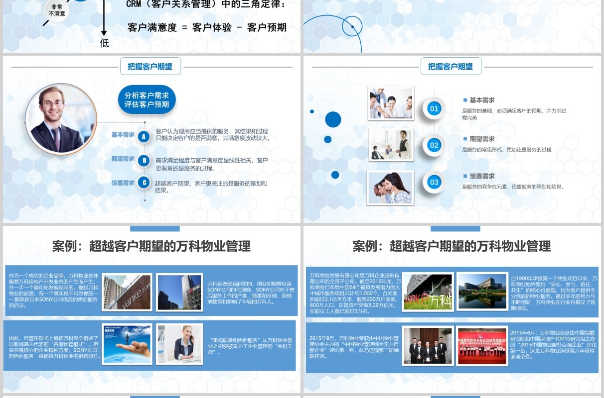 红蓝色时尚微粒体信息图表客户关系管理培训课件ppt模板