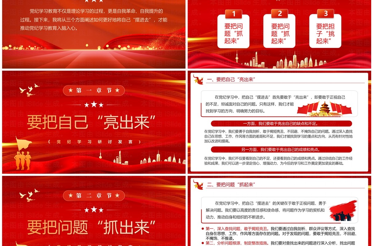 2024红色简约风党纪学习研讨发言PPT模板