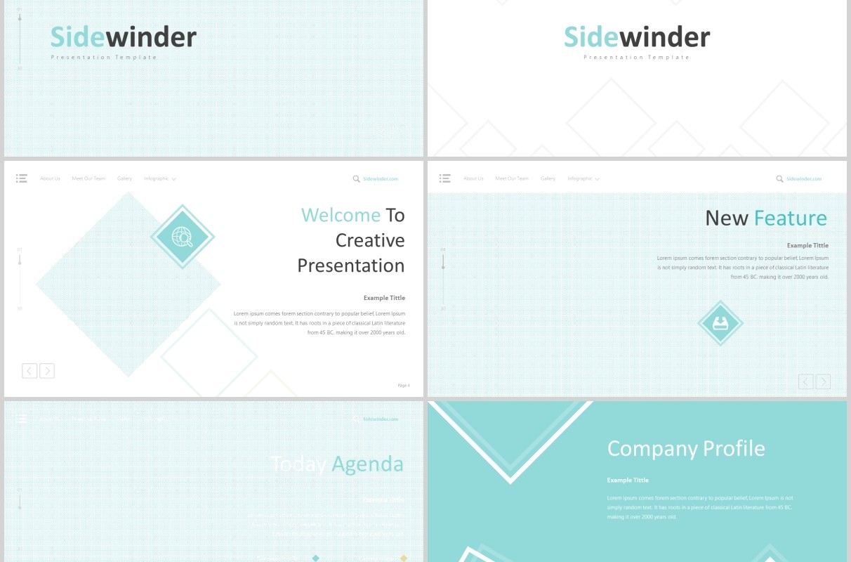 简洁公司介绍项目产品简介PPT模板版式设计Sidewinder Powerpoint Template