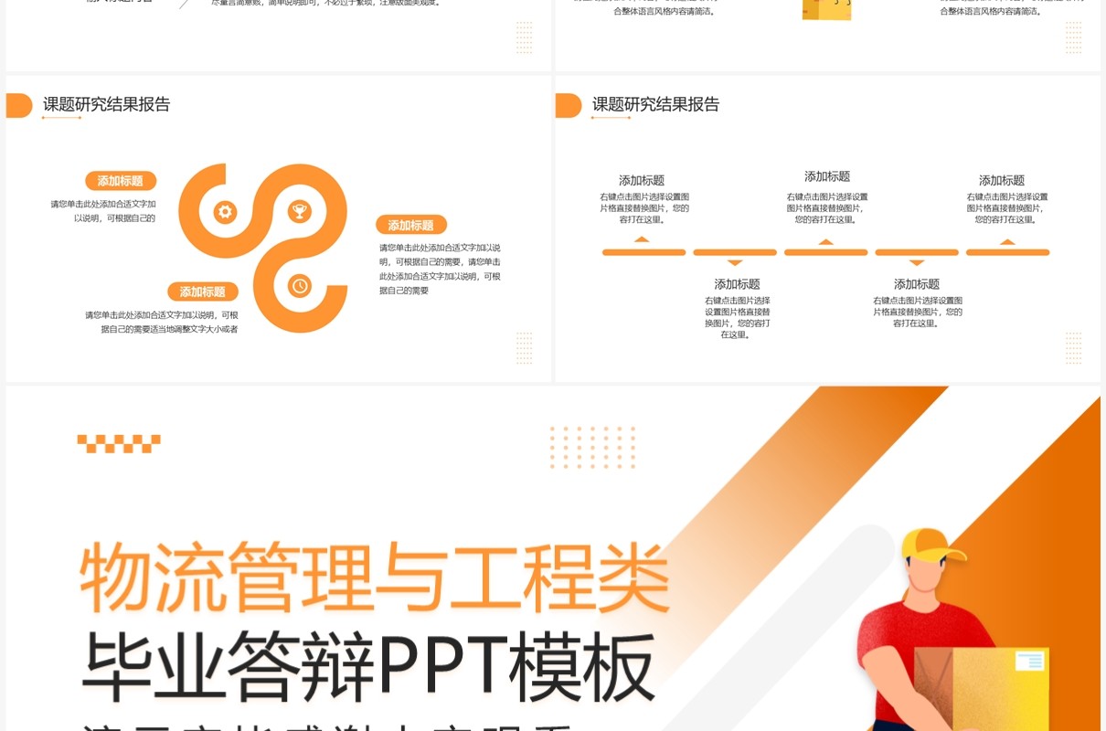 橙色商务风物流管理与工程类毕业答辩PPT模板