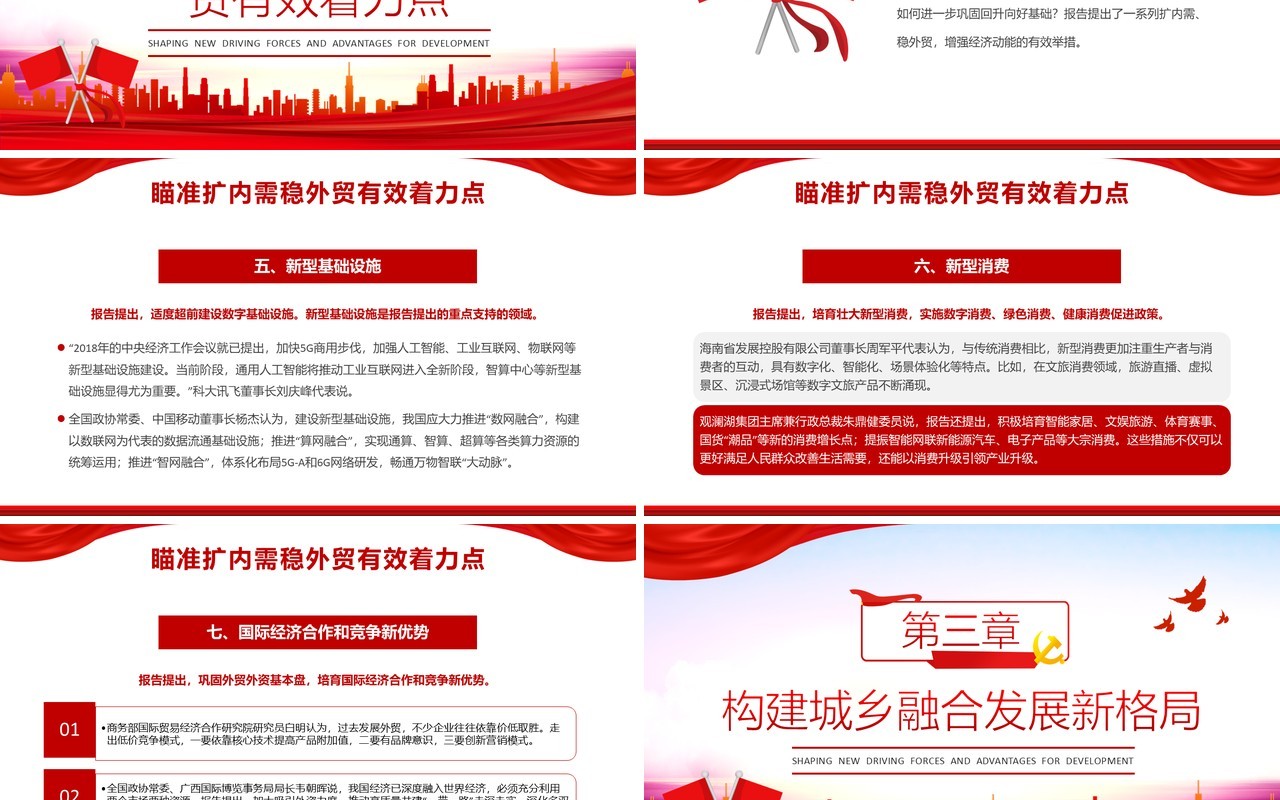 红色党政风从十个新看中国经济走势PPT模板