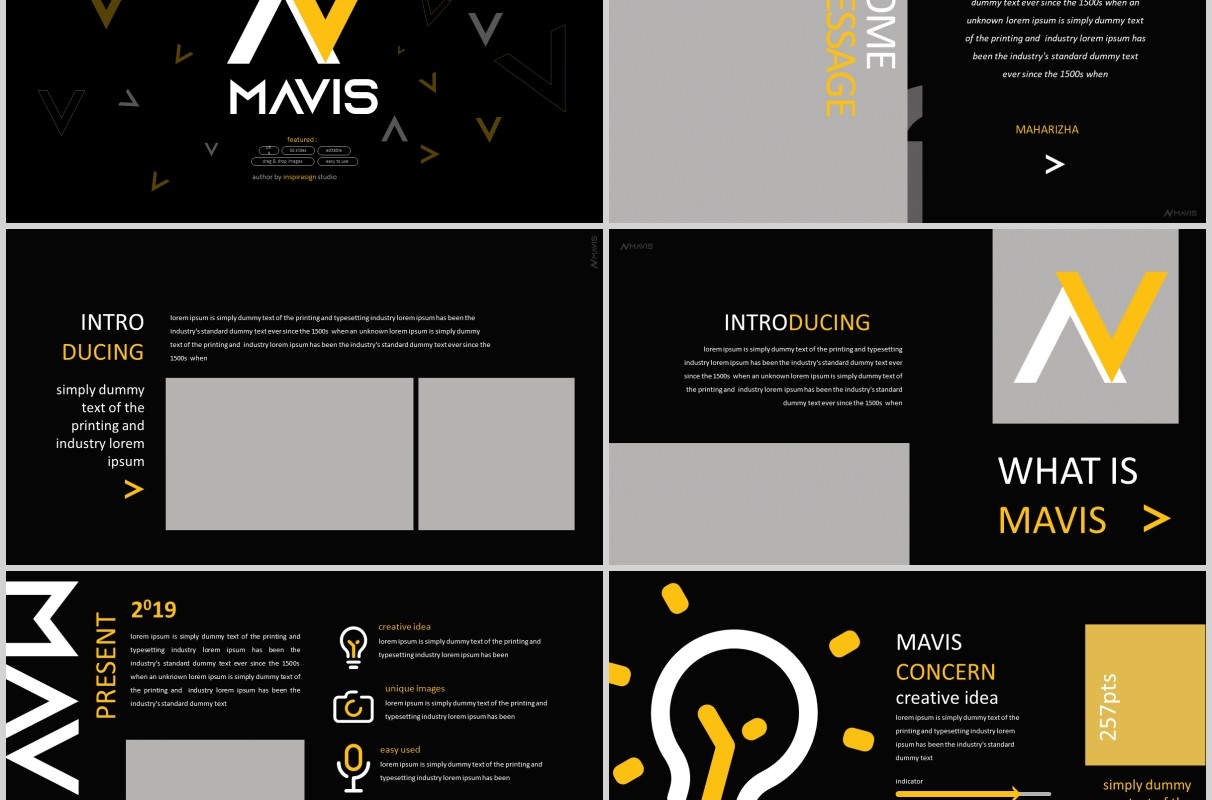 深色创意商业项目计划公司介绍产品展示PPT模板版式设计Mavis   Powerpoint Template