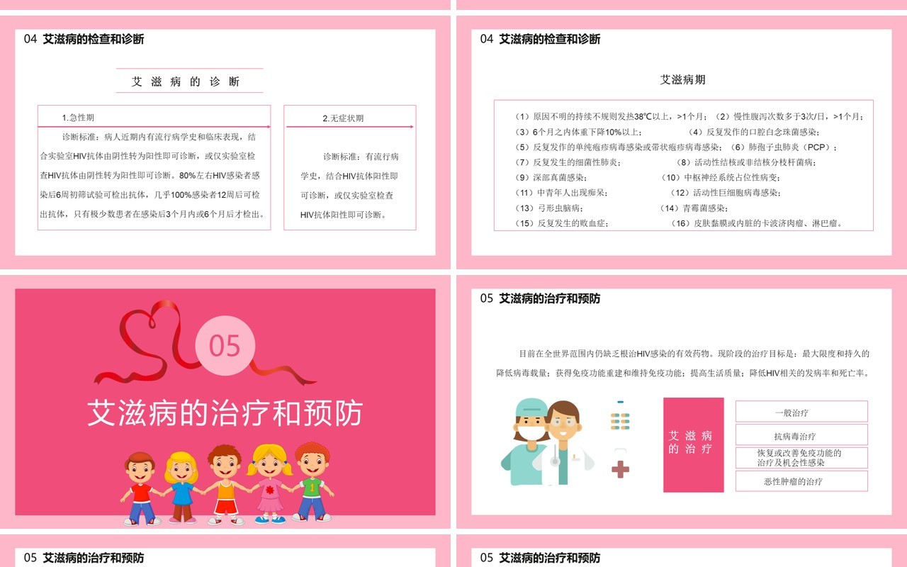 卡通风世界艾滋病日主题教育课件通用PPT模板
